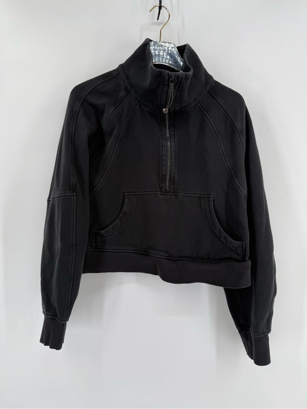 Lululemon cropped washed black half zip scuba size M / L